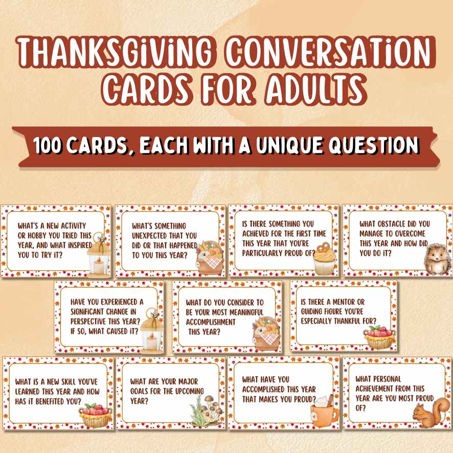 100 THANKSGIVING CONVERSATION STARTERS CARDS