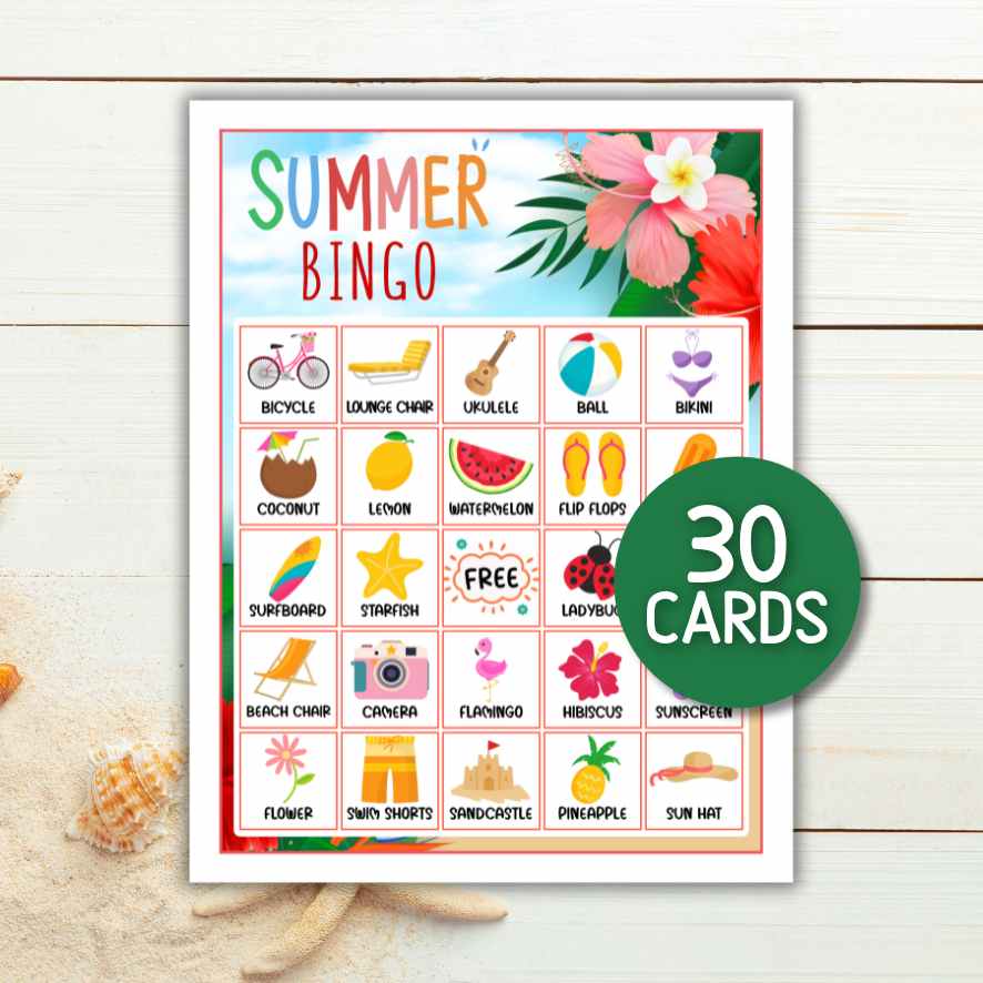 30 SUMMER BINGO CARDS