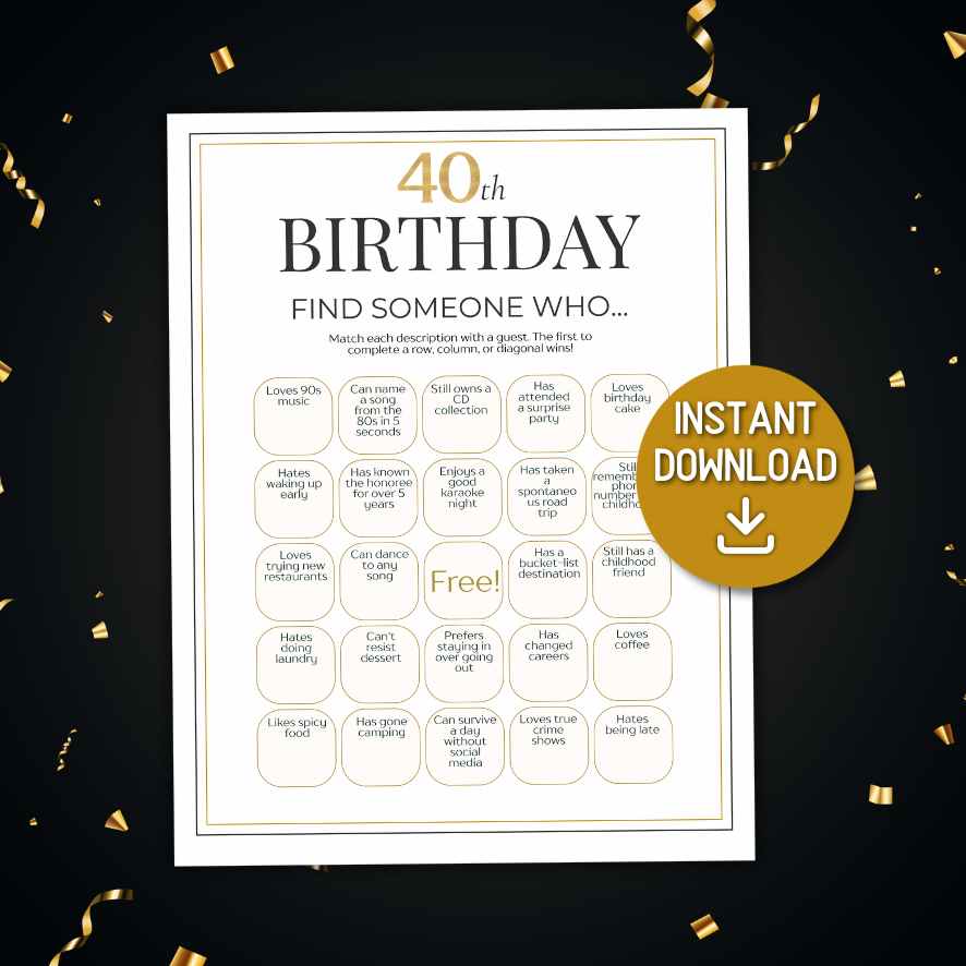 40TH BIRTHDAY GAMES PRINTABLE - Image 2