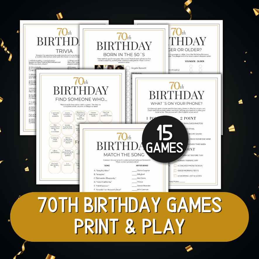 70TH BIRTHDAY GAMES ADULTS