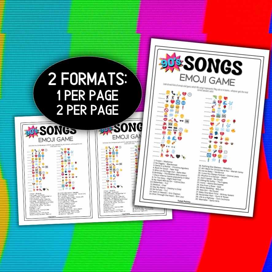 90s EMOJI SONGS GAME PRINTABLE - Image 4