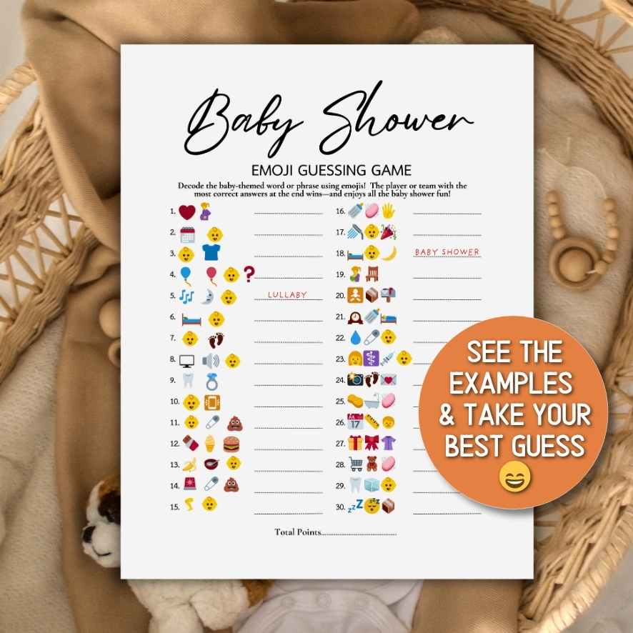 BABY SHOWER EMOJI GAME PRINTABLE