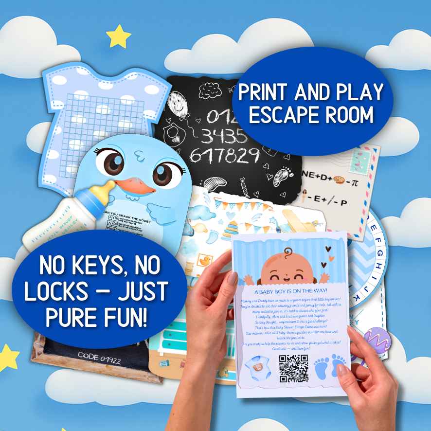 BABY SHOWER ESCAPE ROOM BOY PRINT AND PLAY - Image 4