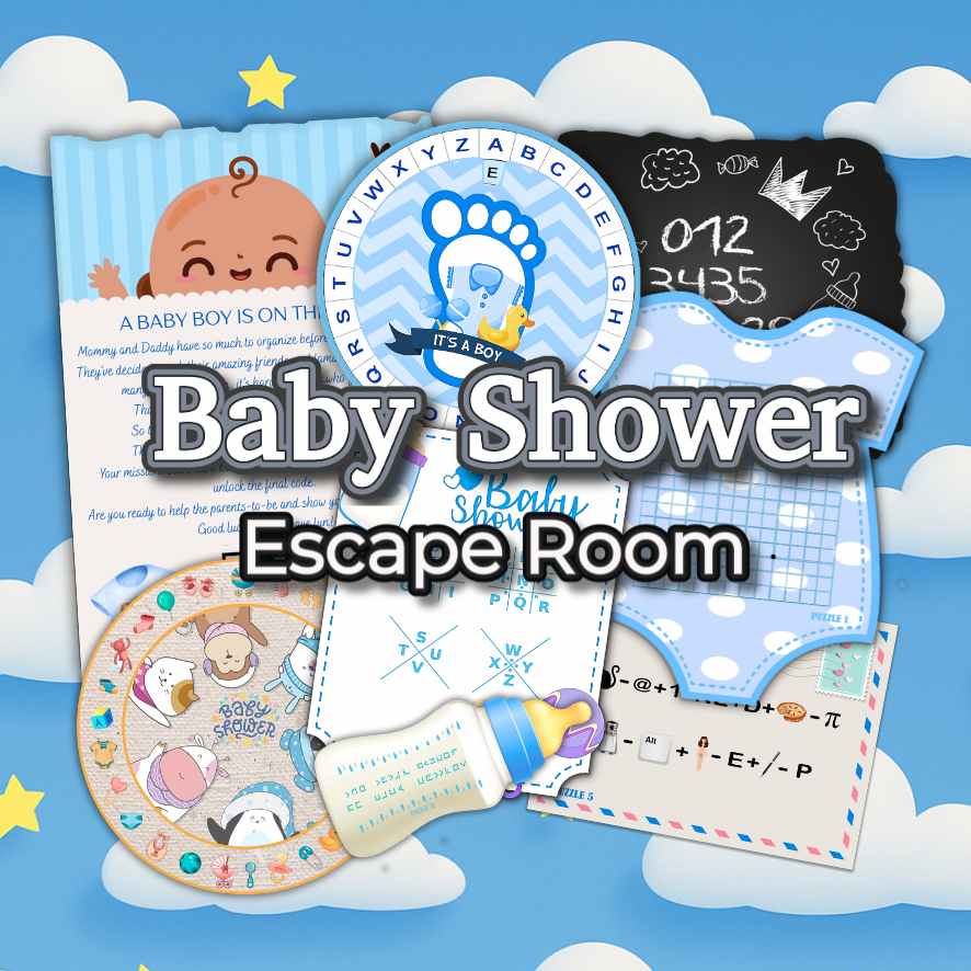 BABY SHOWER ESCAPE ROOM BOY PRINT AND PLAY - Image 5