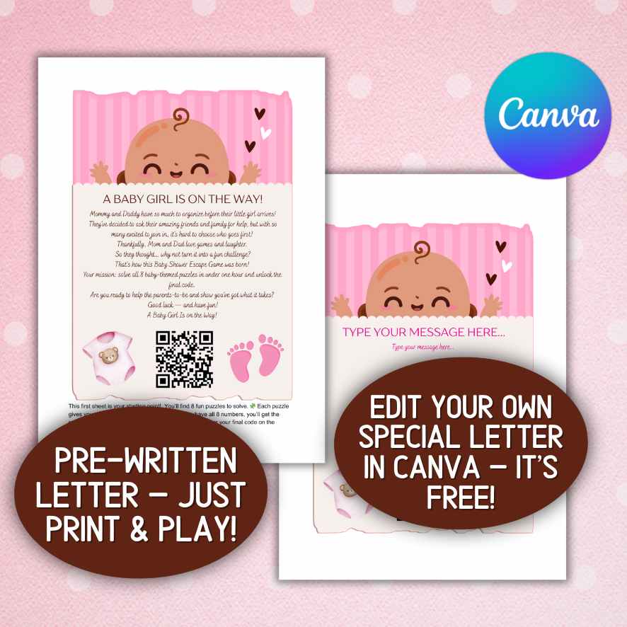 BABY SHOWER ESCAPE ROOM GIRL - PRINT AND PLAY - Image 4