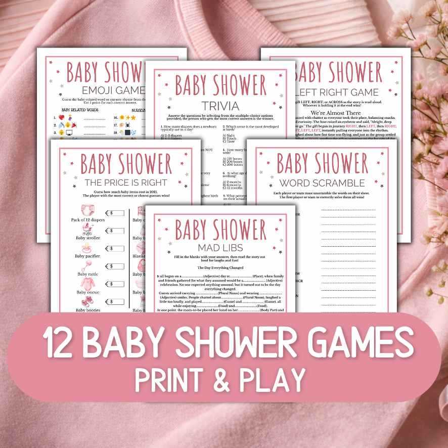 BABY SHOWER GAMES PRINTABLE PINK GIRL