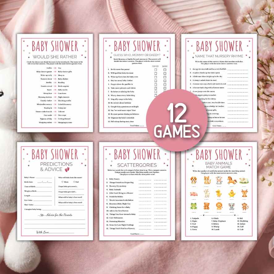 BABY SHOWER GAMES PRINTABLE PINK GIRL - Image 3