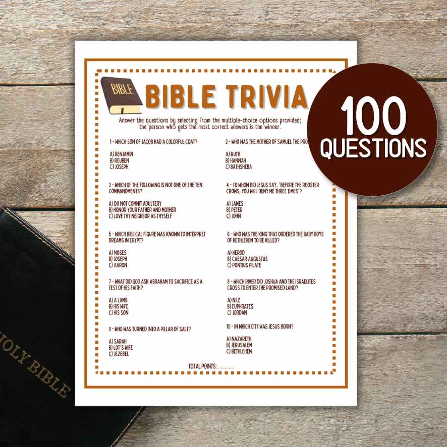 100 BIBLE TRIVIA GAME PRINTABLE