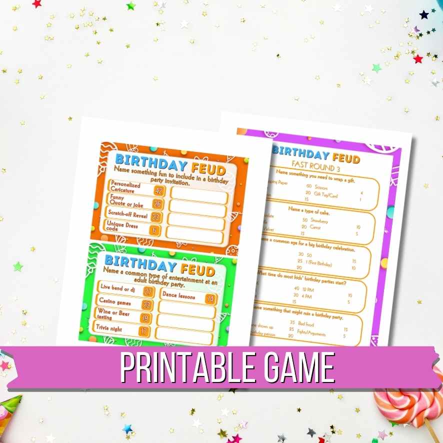 BIRTHDAY FRIENDLY FEUD GAME - PRINTABLE GAME - Image 3