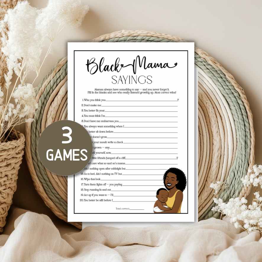 BLACK MAMA SAYINGS BABY SHOWER GAME