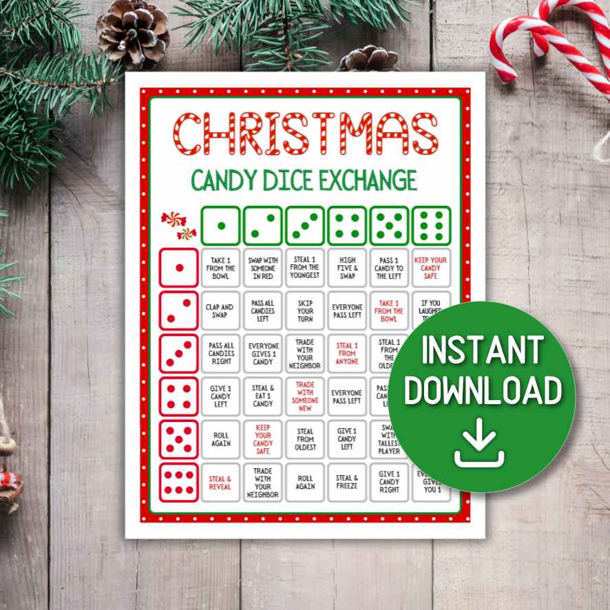 CANDY DICE GAME PRINTABLE