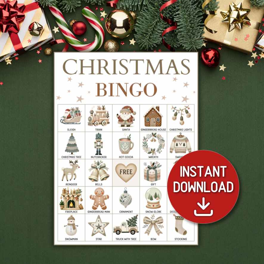 CHRISTMAS BINGO NEUTRAL BOHO STYLE - Image 2