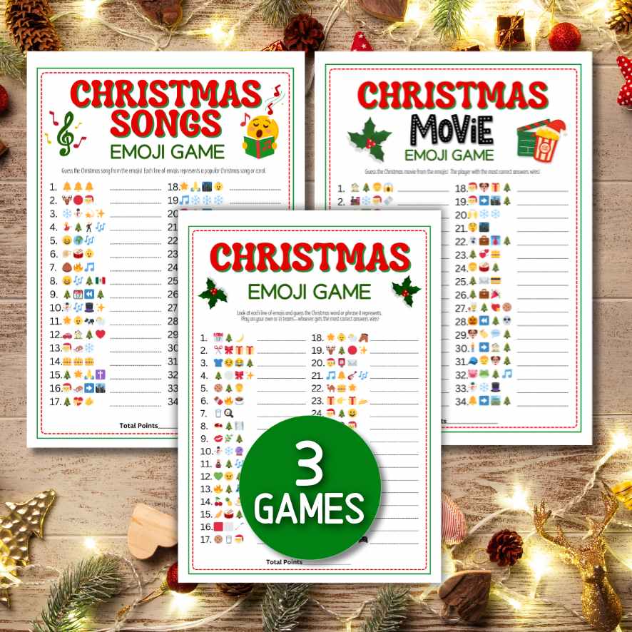 CHRISTMAS EMOJI WORDS, SONGS AND MOVIES