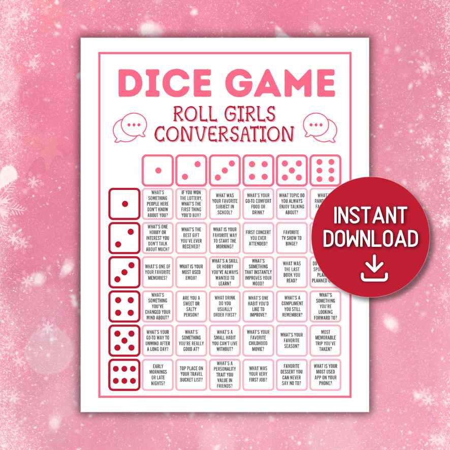 DICE GIRL“S CONVERSATION GAME PRINTABLE