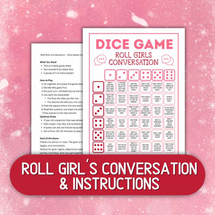 DICE GIRL“S CONVERSATION GAME PRINTABLE - Image 2