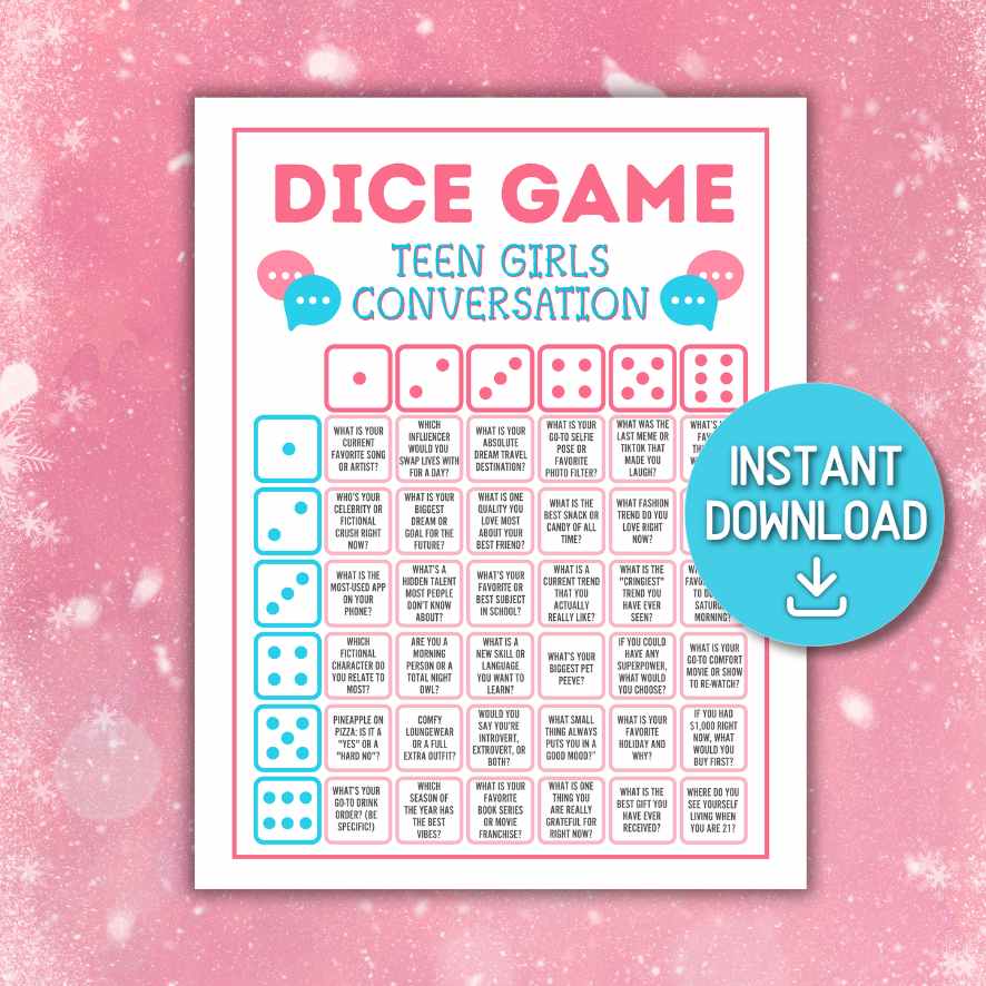 DICE TEEN GIRL GAMES PRINTABLE