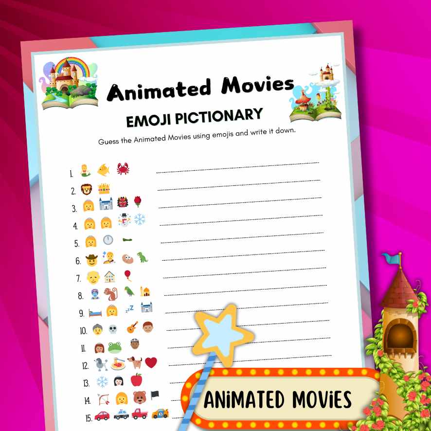 EMOJI GAME ANIMATED MOVIES PRINTABLE