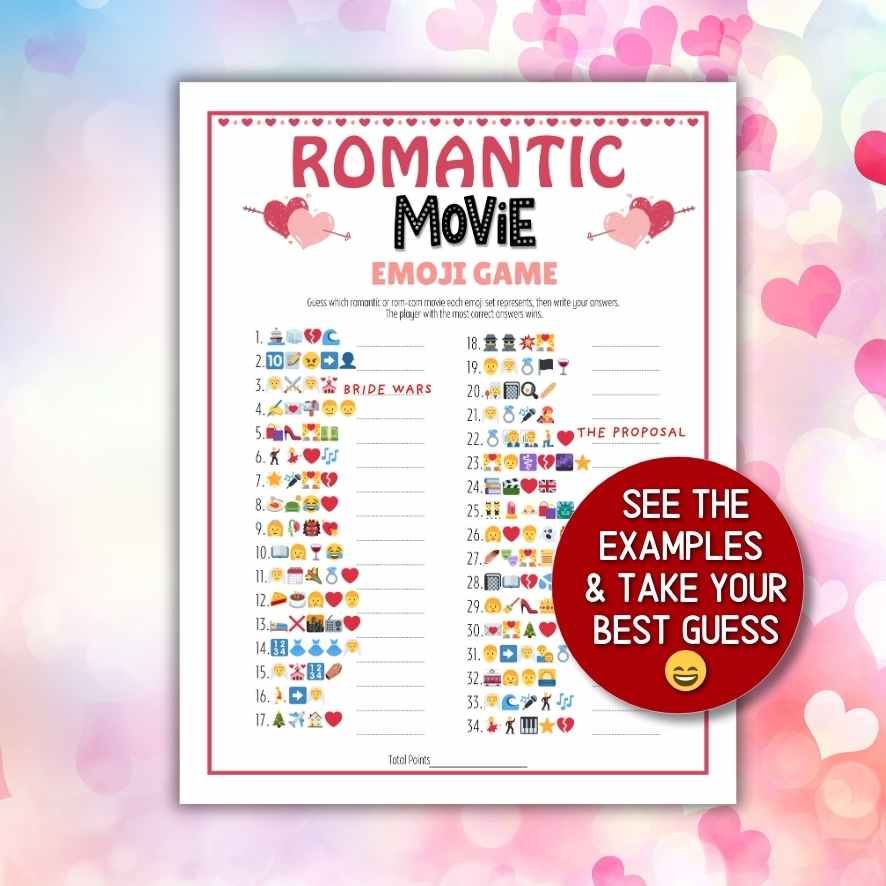 EMOJI GAME ROMANTIC MOVIES PRINTABLE - Image 2
