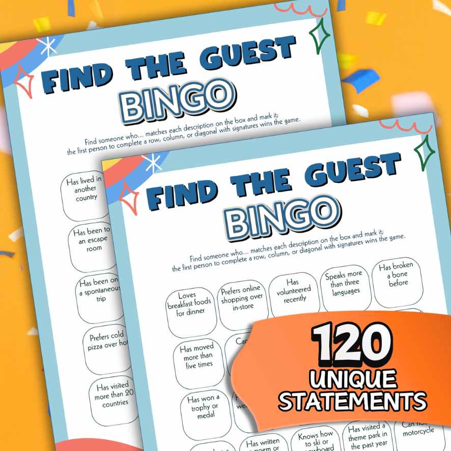 FIND THE GUEST BINGO PRINTABLE