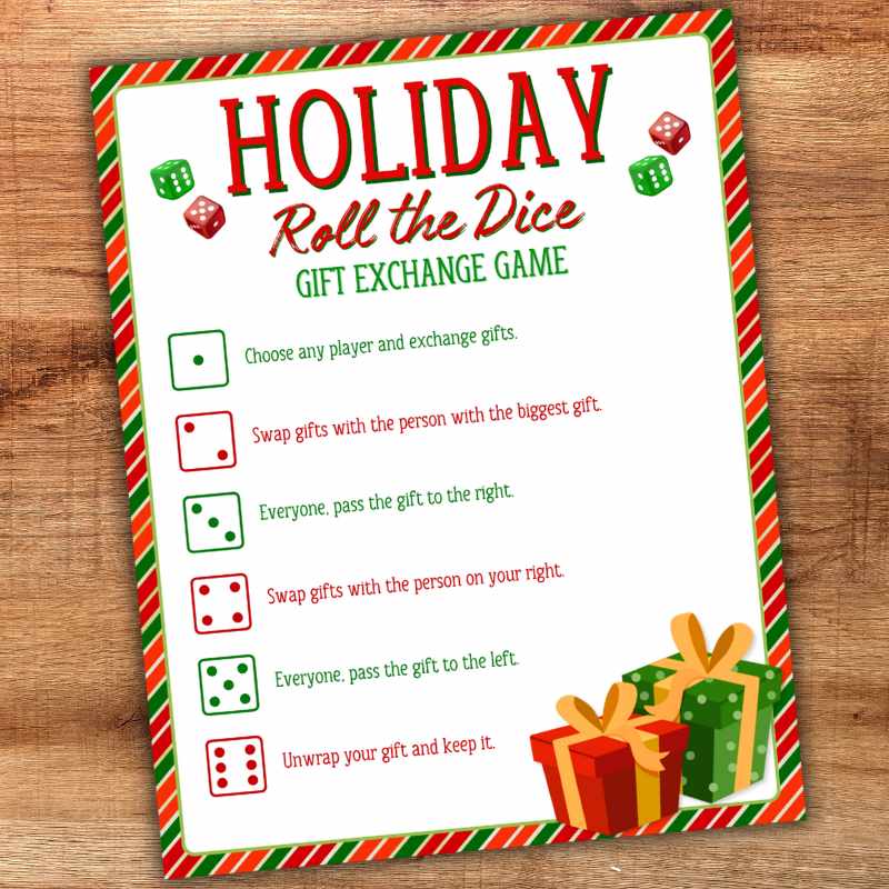HOLIDAY DICE GAME PRINTABLE