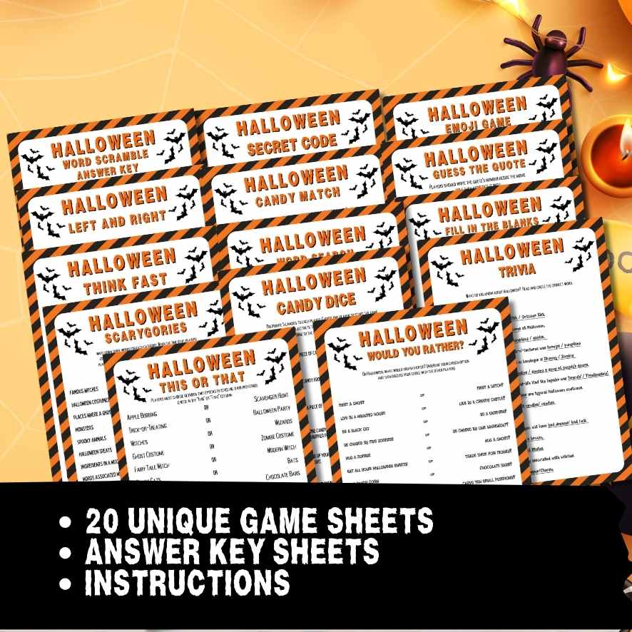 HALLOWEEN GAMES BUNDLE KIDS SHEETS - Image 3