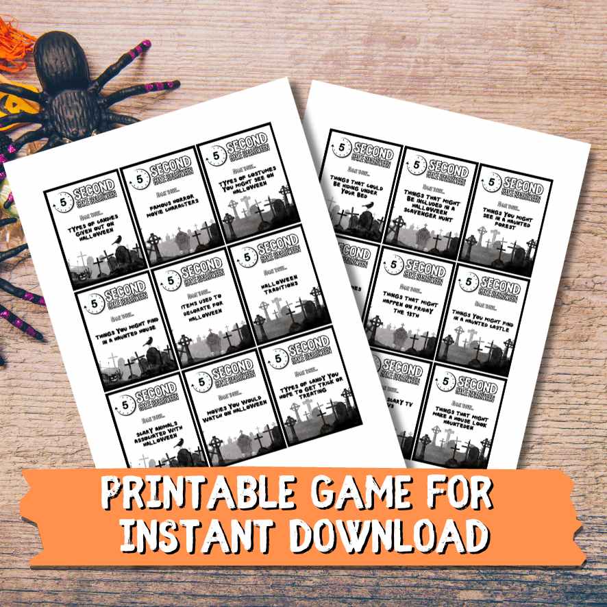 5 SECOND GAME HALLOWEEN PRINTABLE GAME - Image 3