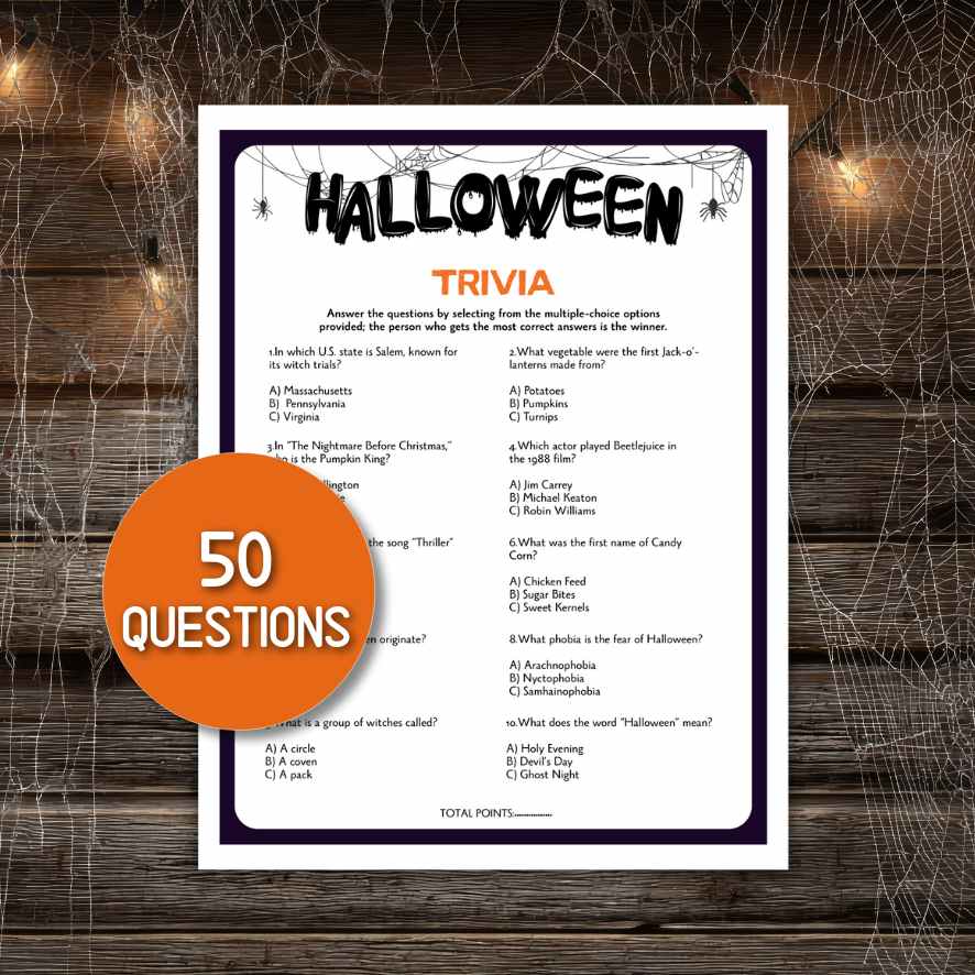 HALLOWEEN TRIVIA GAME PRINTABLE
