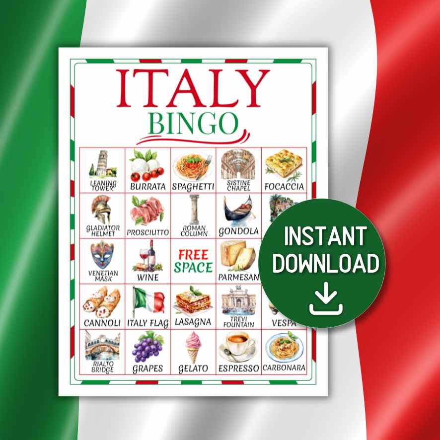 ITALY BINGO GAME PRINTABLE - Image 2
