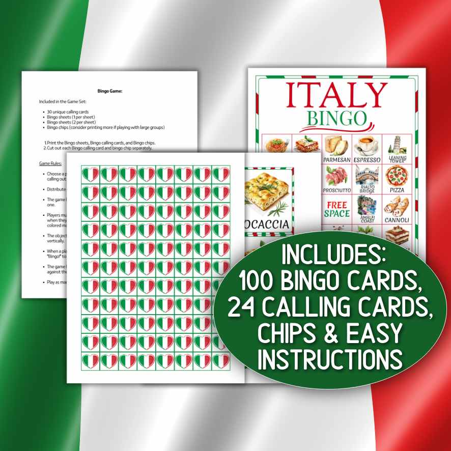 ITALY BINGO GAME PRINTABLE - Image 5