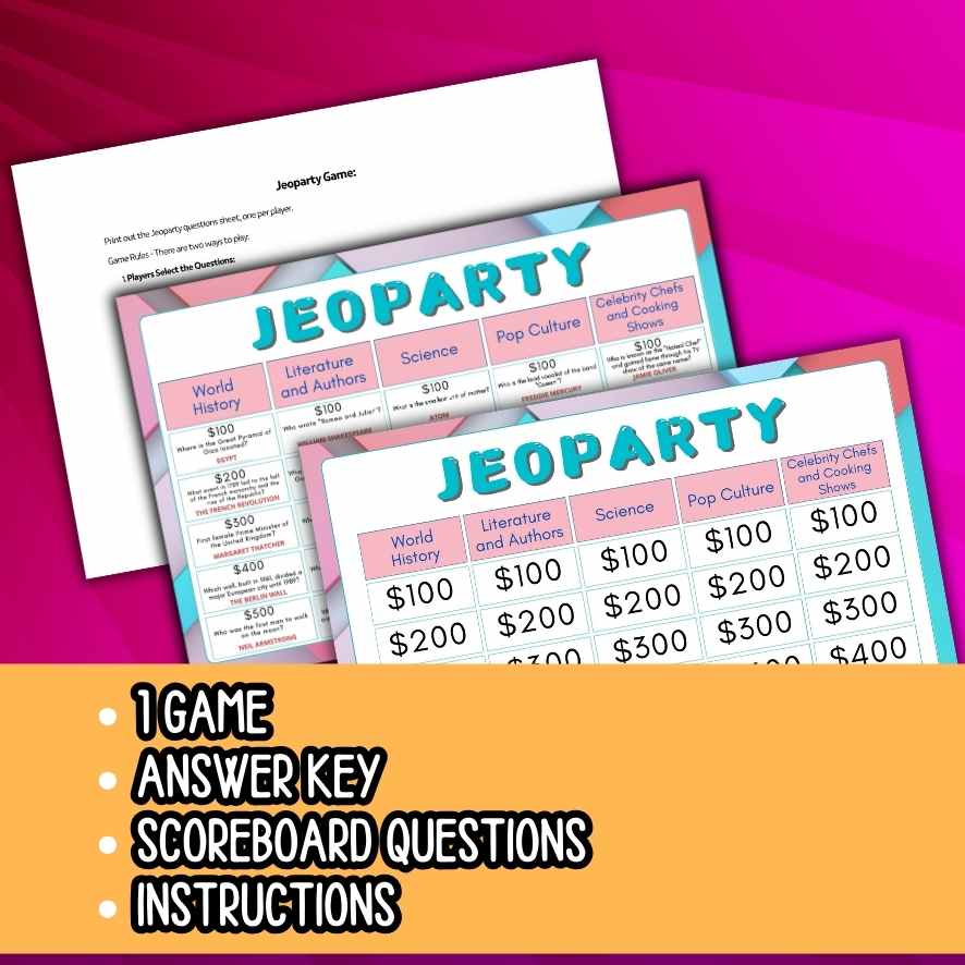 JEOPARDY GAME PRINTABLE - Image 3