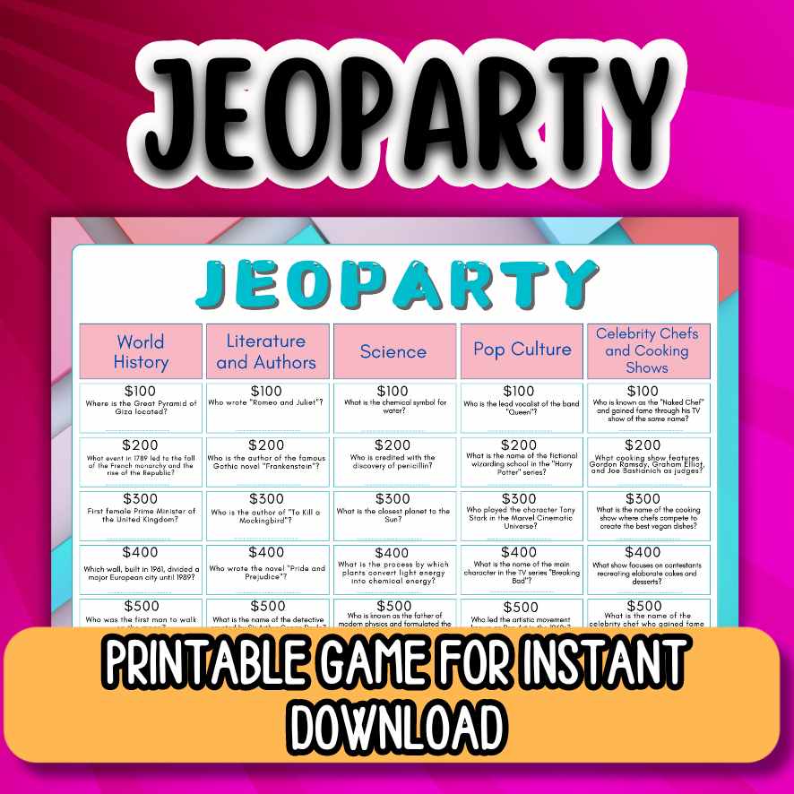 JEOPARDY GAME PRINTABLE - Image 5