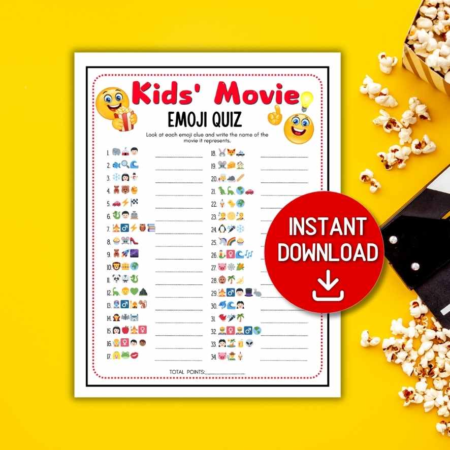 KID´S MOVIE EMOJI QUIZ PRINTABLE