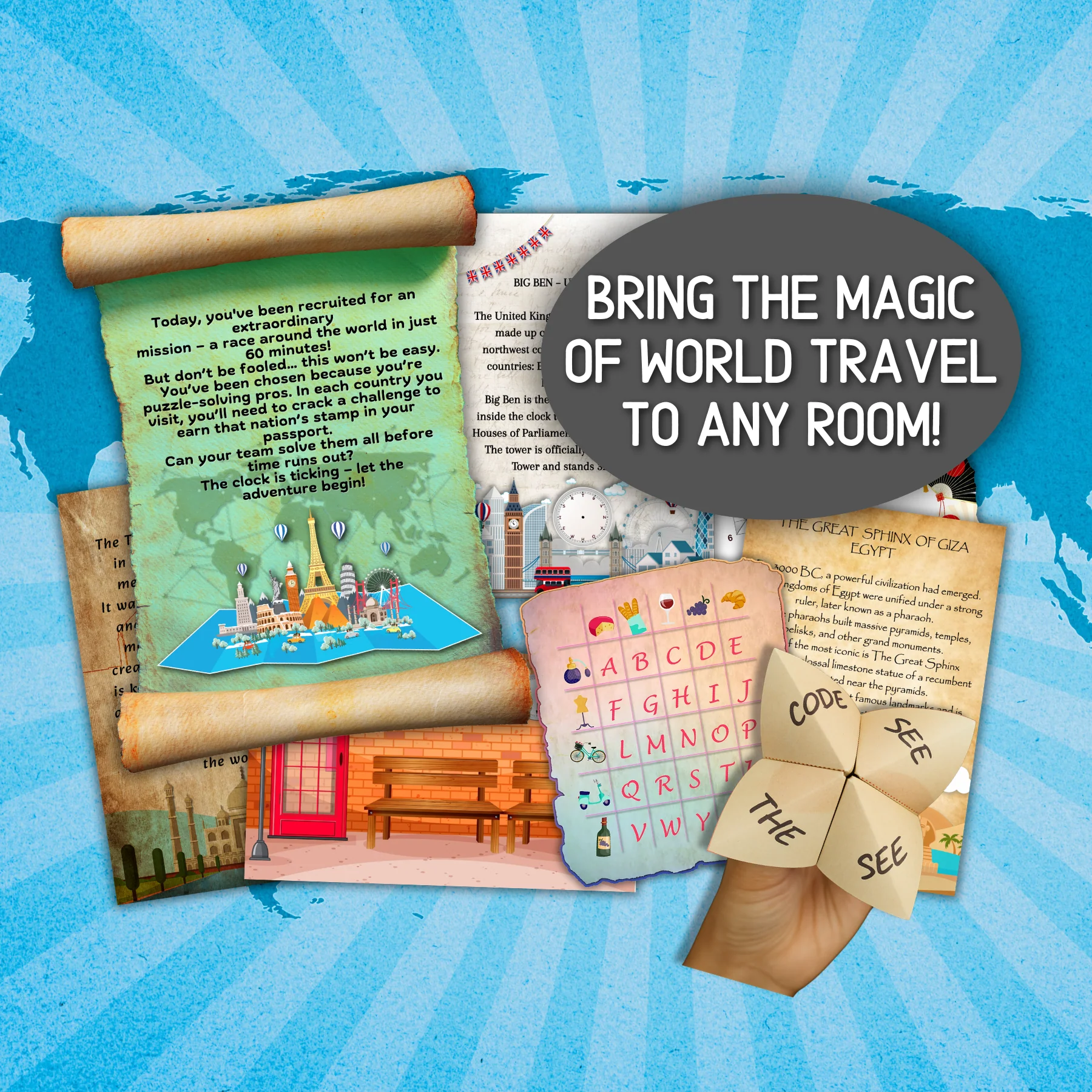 KIDS ESCAPE ROOM  AROUND THE WORLD - PRINT AND PLAY - Image 3