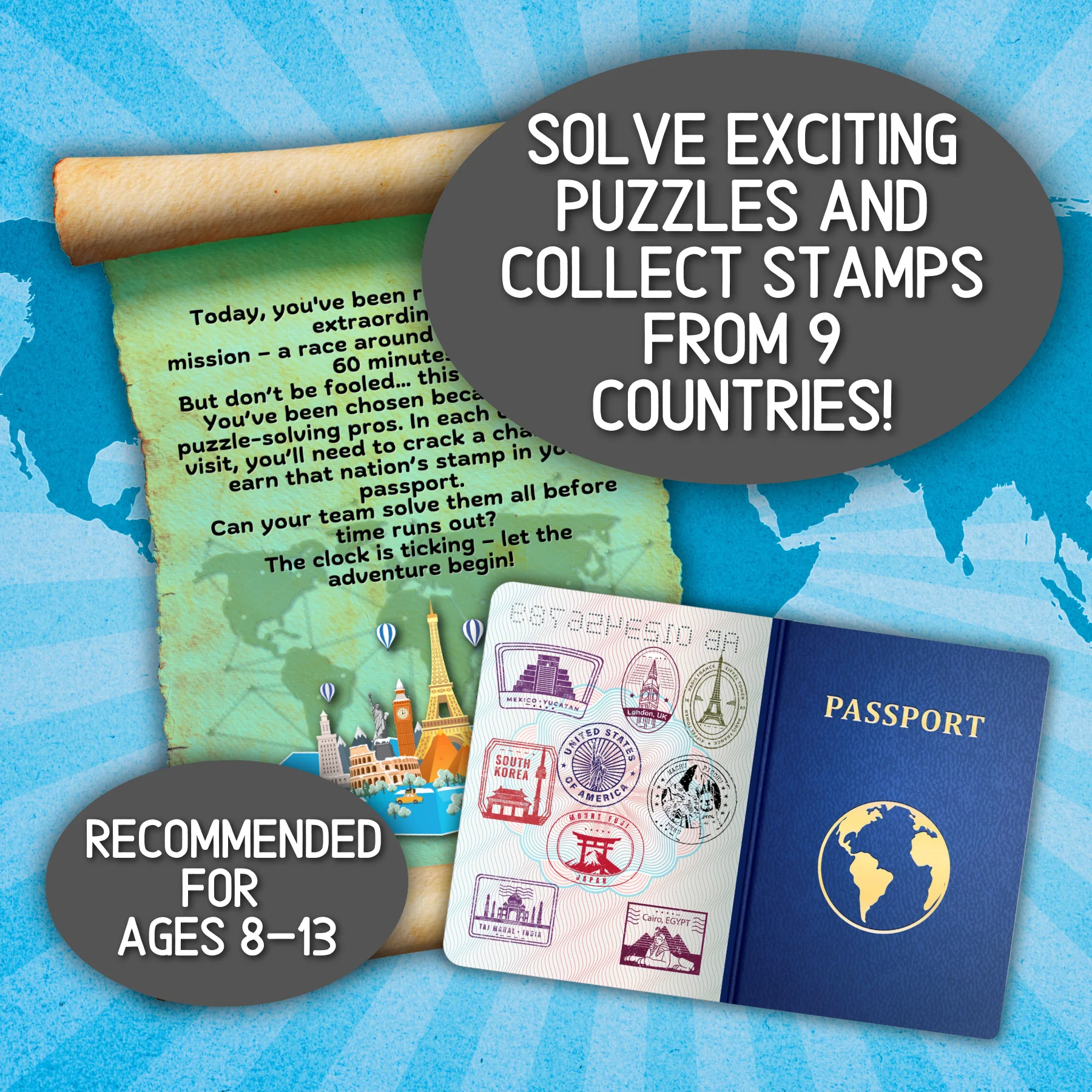 KIDS ESCAPE ROOM  AROUND THE WORLD - PRINT AND PLAY - Image 4