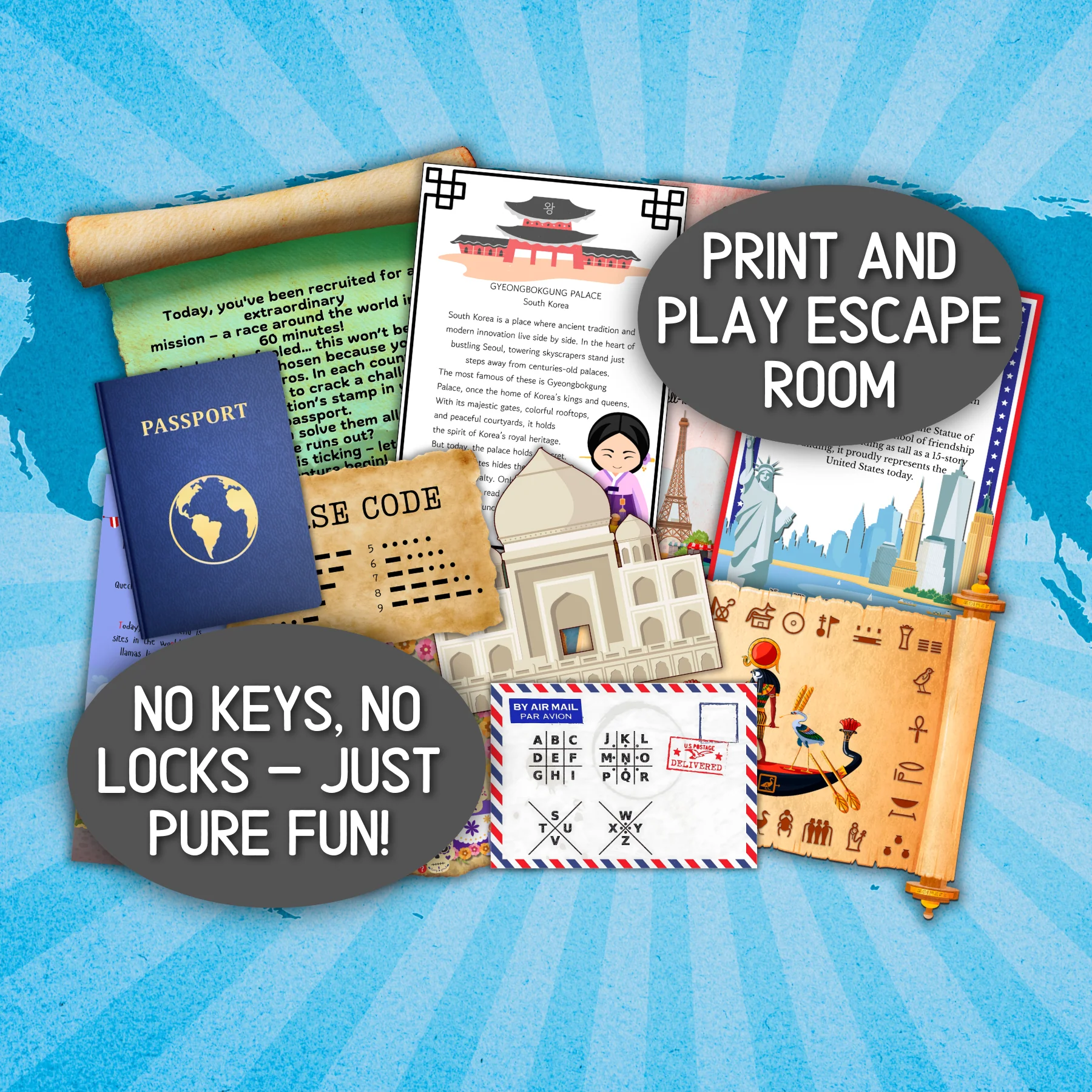 KIDS ESCAPE ROOM  AROUND THE WORLD - PRINT AND PLAY - Image 7