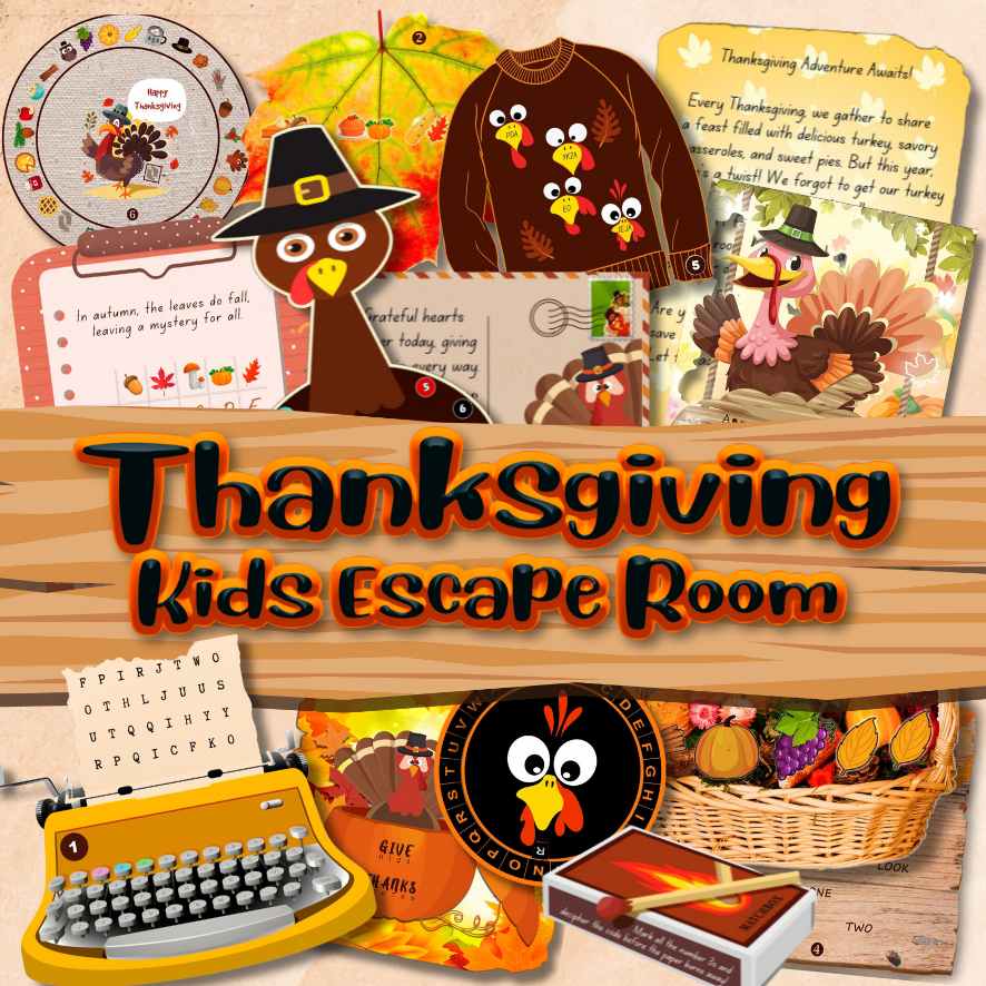 KIDS ESCAPE ROOM THANKSGIVING - PRINT AND PLAY