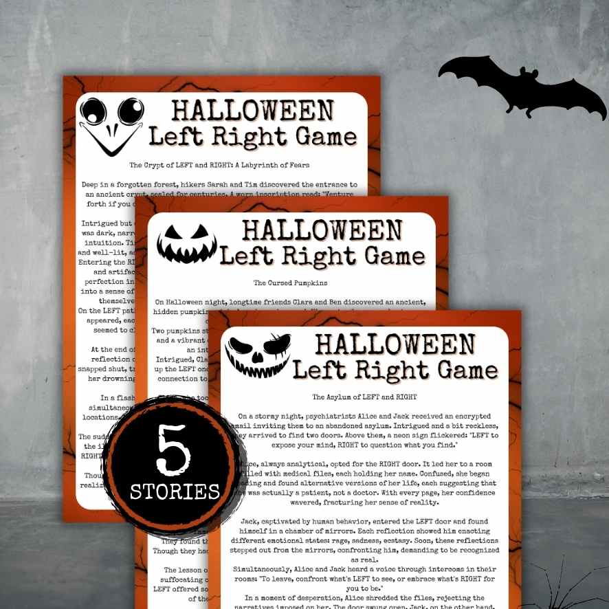 HALLOWEEN LEFT AND RIGHT HORROR PRINTABLE GAME