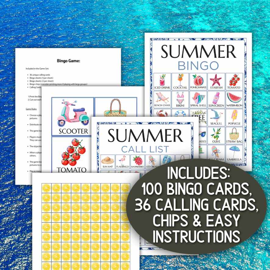 MEDITERRANEAN SUMMER BINGO PRINTABLE GAME - Image 4