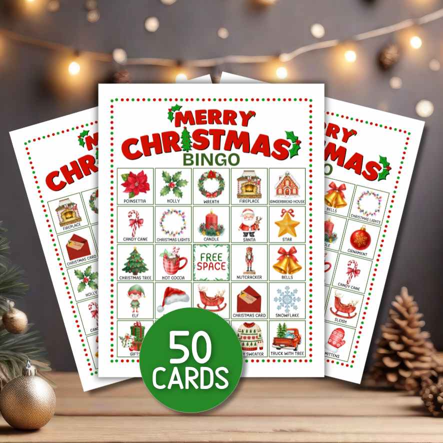 MERRY CHRISTMAS BINGO 50 CARDS