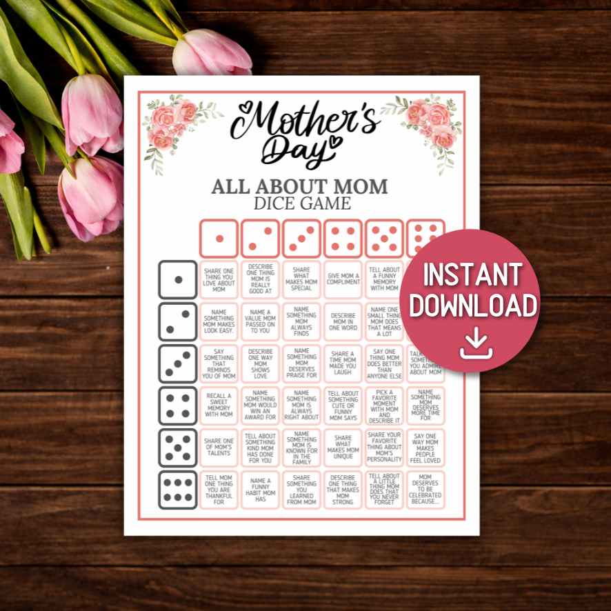 MOTHERS DAY DICE GAME PRINTABLE
