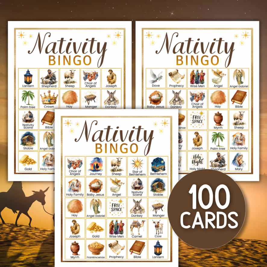 NATIVITY BINGO 100 CARDS PRINTABLE - Image 3