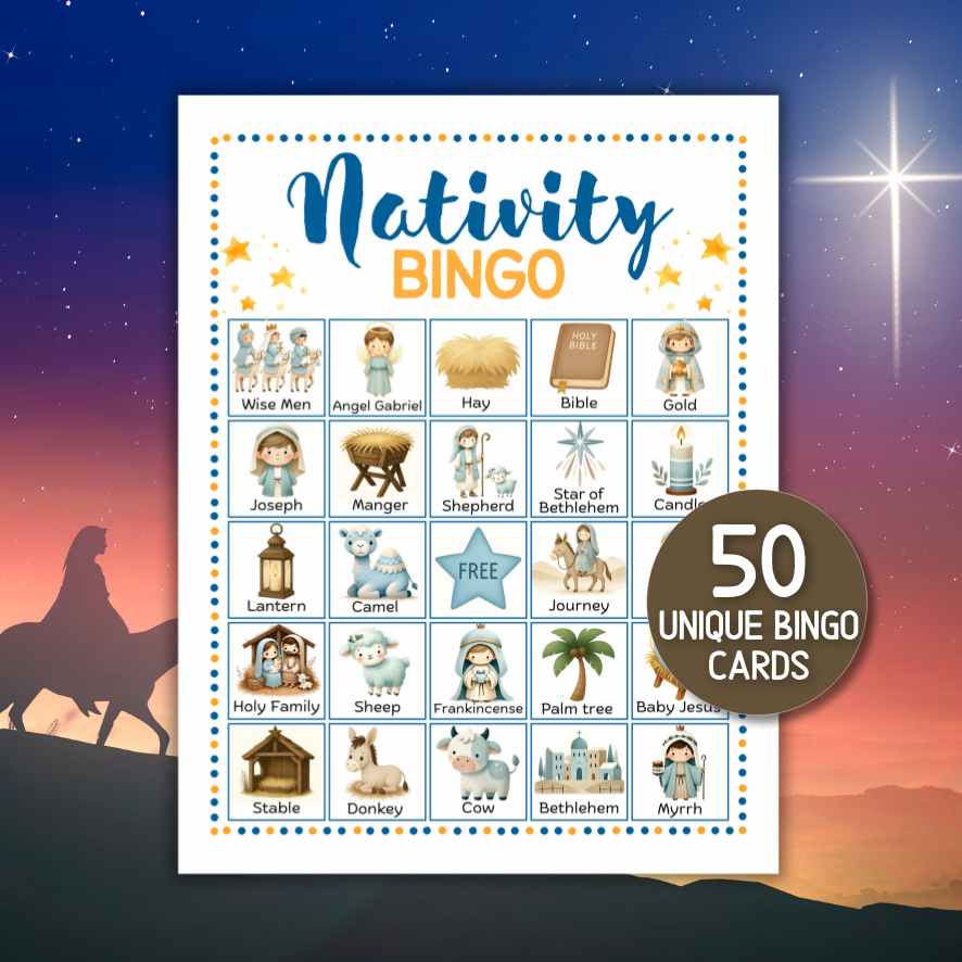 NATIVITY BINGO PRINTABLE 50 CARDS