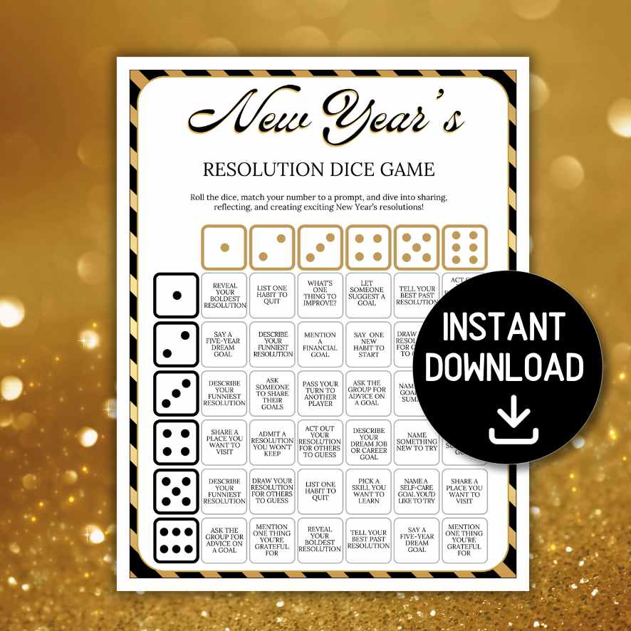 NEW YEAR'S RESOLUTION DICE GAME