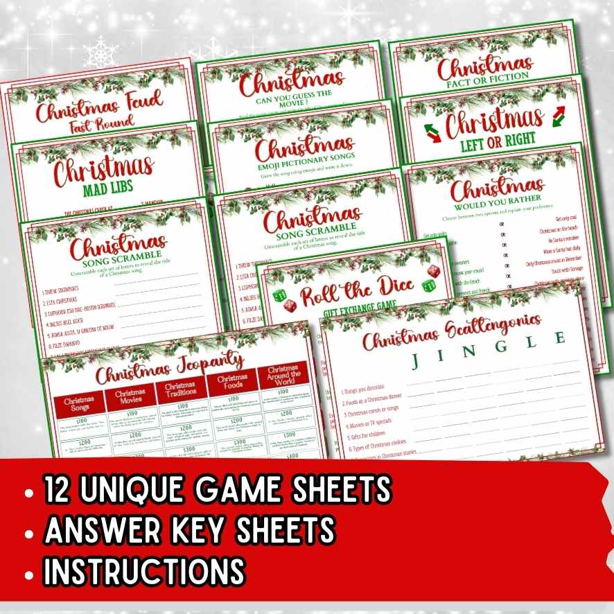12 PRINTABLE CHRISTMAS GAME BUNDLE - Image 2