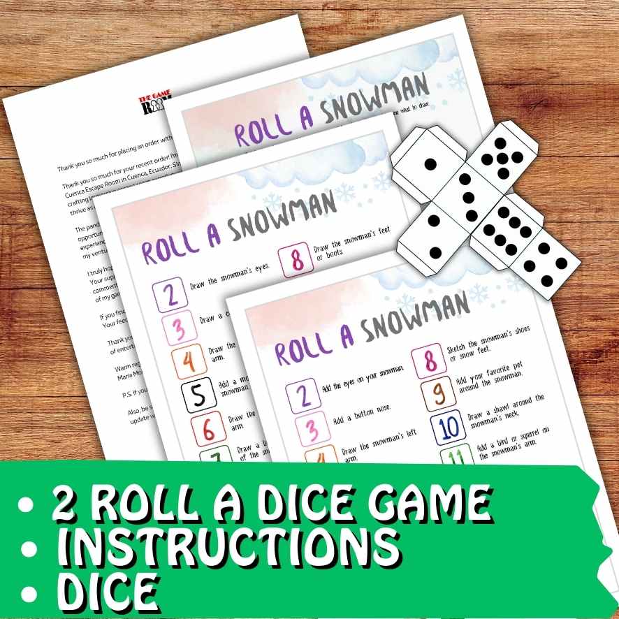 ROLL A SNOWMAN GAME PRINTABLE CHRISTMAS - Image 3