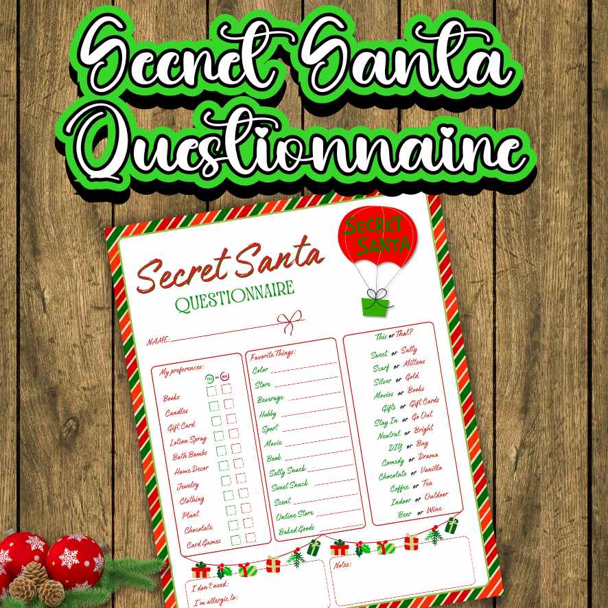 SECRET SANTA QUESTIONNAIRE CHRISTMAS