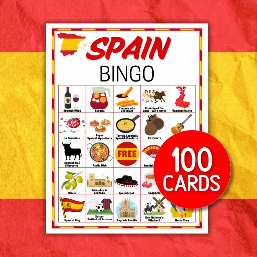 SPAIN TRAVEL BINGO GAME
