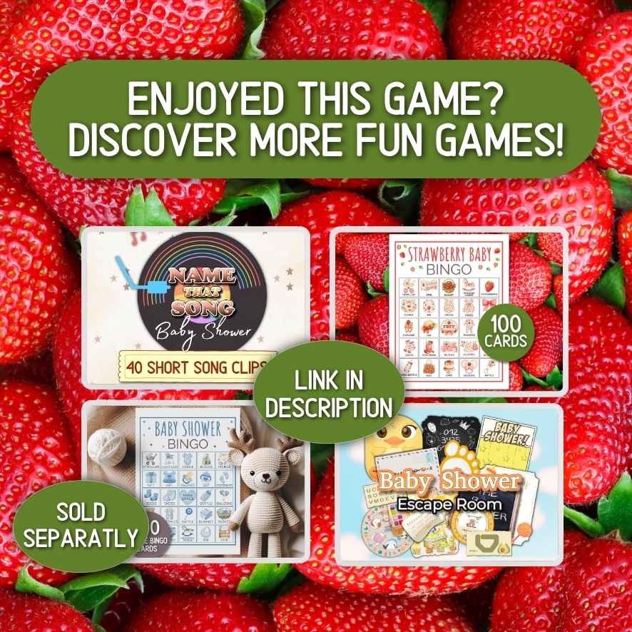 STRAWBERRY BABY SHOWER GAMES BUNDLE - Image 10
