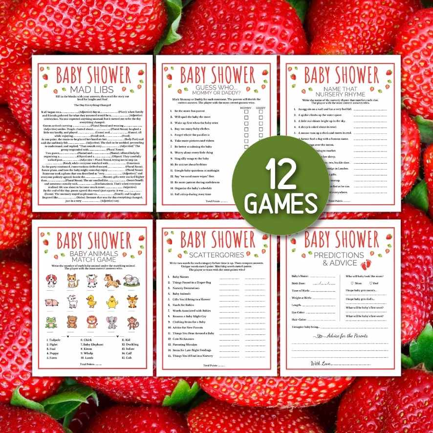 STRAWBERRY BABY SHOWER GAMES BUNDLE - Image 2