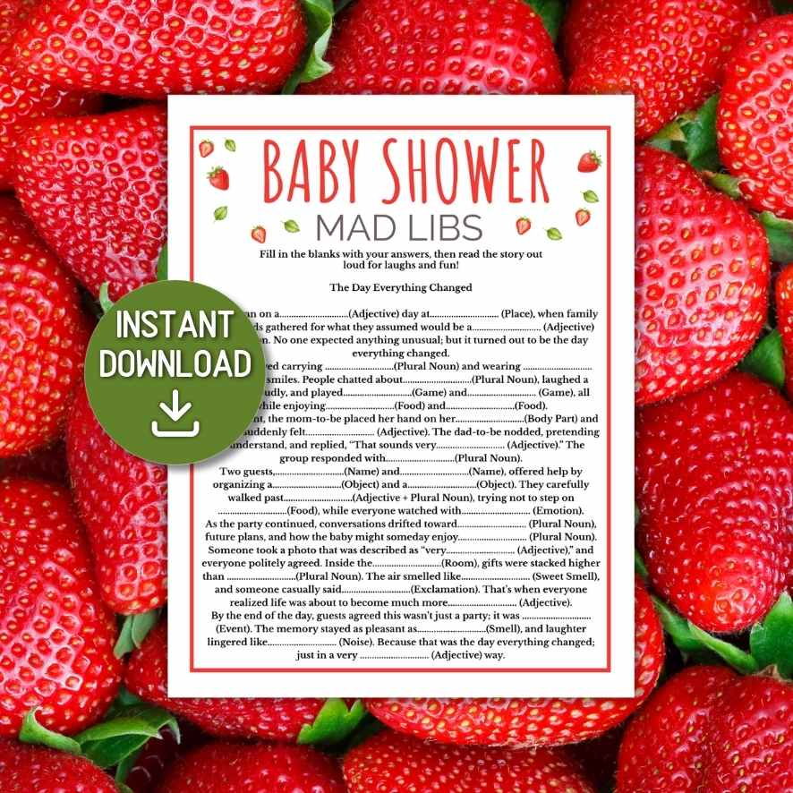STRAWBERRY BABY SHOWER GAMES BUNDLE - Image 3